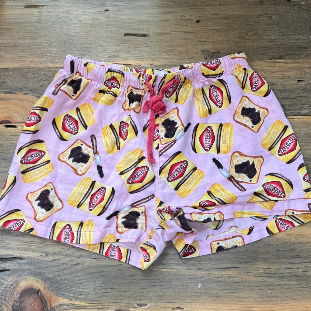 Peter Alexander Vegemite Pajama Shorts Kids Novelty Print Sleepwear Size 10‎